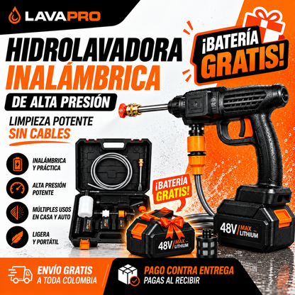 Hidrolavadora Inalámbrica Portátil de Alta Presión y Sin Cabos - con 1 Batería Gratis! 🎁